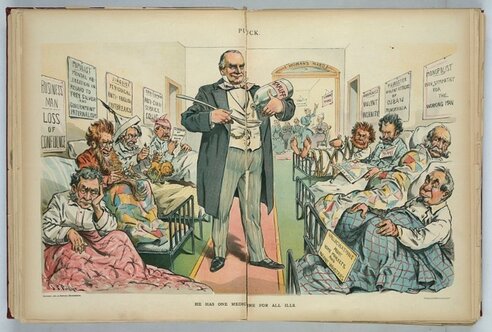 J. S. PUGHE, “HE HAS ONE MEDICINE FOR ALL ILLS,” KEPPLER & SCHWARZMANN, APRIL 14, 1897. RETRIEVED FROM THE LIBRARY OF CONGRESS, www.loc.gov/item/2012647664/.