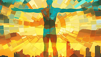 Illustration of a luminous man