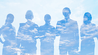 Outlines of people in the sky
